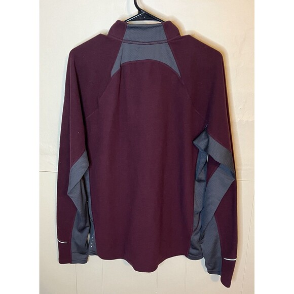 The North Face Mens Large Maroon Gray Quarter Zip Fleece Pullover - Picture 7 of 8